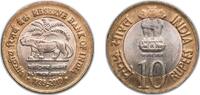 India 10 Rupees India Republic 2010 ° 10 Rupees (Platinum Jubilee of RBI) Bimetallic: copper-nickel centre in aluminium bronze ring Noida Mint 7 -