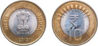 India 10 Rupees India Republic 2012 ★ 10 Rupees Bimetallic: copper-nickel centre in aluminium bronze ring Hyderabad Mint 7.67g UNC KM 400 -