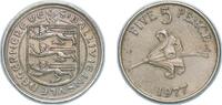 Guernsey 5 Pence Guernsey British dependency 1977 5 Pence - Elizabeth II Copper-nickel (250000) 5.68g UNC KM 29 -