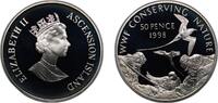 Ascension and Tristan da Cunha Saint Helena 50 Pence Ascension and Tristan da Cunha Saint Helena Ascension Island 1998 50 Pence - Elizabeth II (White-tailed tropicbird; Silver Proof -