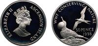 Ascension and Tristan da Cunha Saint Helena 50 Pence Ascension and Tristan da Cunha Saint Helena Ascension Island 1998 50 Pence - Elizabeth II (Frigate birds; Silver Proof Issue) Si -