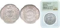 Guatemala 1 Peso Guatemala 1894 1 Peso (counterstamped with 1/2 real dies on Sol Peru 1889 TF) Silver (.900) Lima Mint 25g NGC AU KM 224 -