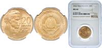Yugoslavia 20 Dinars Yugoslavia Socialist Federal Republic 1963 20 Dinara (SFR legend) Aluminium bronze (91 % Cu, 9 % Al) 3.7g NGC MS 64 KM 40 Schön -