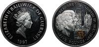 Guernsey 5 Pounds Guernsey British dependency 1997 5 Pounds - Elizabeth II (Golden Wedding - Silver) Silver (.925) Royal Mint (Tower Hill) (50000) -