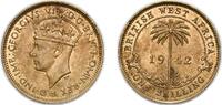British West Africa 1 Shilling British West Africa British colony 1942 1 Shilling - George VI Nickel brass (79% Copper, 20% Zinc, 1% Nickel) Royal Mint (Tower -