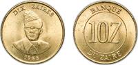 Republic of the Congo (Léopoldville) (1960-1971) 10 Zaires Zaire (1971-1997) Republic 1988 10 Zaïres Brass 8.04g UNC KM 19 Schön 61 -