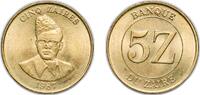 Republic of the Congo (Léopoldville) (1960-1971) 5 Zaïres Zaire (1971-1997) Republic 1987 5 Zaïres Brass 6.79g UNC KM 14 Schön 60 -