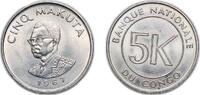 Republic of the Congo (Léopoldville) (1960-1971) 5 Makuta Republic of the Congo (Léopoldville) (1960-1971) 1967 5 Makuta Copper-nickel (75% Copper, 25% Nickel) Kings Norton Metal Company -