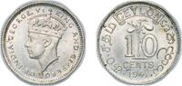 Sri Lanka 10 Cents Sri Lanka Ceylon (1597-1972) 1941 10 Cents - George VI Silver (.800) (16271000) 1.15g UNC KM 112 -