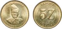 Republic of the Congo (Léopoldville) (1960-1971) 5 Zaïres Zaire (1971-1997) Republic 1987 5 Zaïres Brass 6.93g BU KM 14 Schön 60 -
