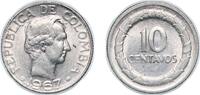 Colombia 10 Centavos Colombia Republic 1967 10 Centavos (continuous legend; big letters) Nickel clad steel (26980000) 2.51g AU KM 226 Schön 10b Restr -