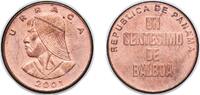 Panama 1 Centesimo Panama Republic 2001 1 Centésimo Copper plated zinc (97.5% Zinc, 2.5% Copper) Royal Canadian Mint (160000000) 2.5g UNC KM 125 Sc -