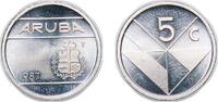Aruba 5 Cents Aruba Dutch colony 1987 5 Cents Nickel plated steel Royal Dutch Mint (461651) 2g BU KM 1 Schön 1 -