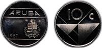 Aruba 10 Cents Aruba Dutch colony 1987 10 Cents Nickel plated steel Royal Dutch Mint (371651) 3g BU KM 2 Schön 2 -