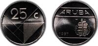 Aruba 25 Cents Aruba Dutch colony 1987 25 Cents Nickel plated steel Royal Dutch Mint (331651) 3.5g BU KM 3 Schön 3 -