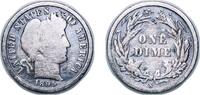 United States 1 Dime United States Federal republic 1895 1 Dime Barber Dime Silver (.900) (.100 copper) San Francisco Mint (690000) 2.29g VF Cleane -