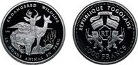 Togo 1000 Francs CFA Togo Republic 2003 1000 Francs CFA (Antelope) Silver (.999) 19.91g PF KM 101 -