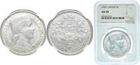 Latvia 5 Lati Latvia Republic 1931 5 Lati Silver (.835) (2000000) 25g NGC AU 58 KM 9 Schön 9 -