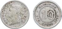 Mauritius 10 Cents Mauritius 1877 H 10 Cents - Victoria Silver (.800) Royal Mint (Tower Hill) (250000) 1.15g VF KM 10 -