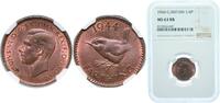 Great Britain 1 Farthing Great Britain Kingdom 1944 1 Farthing - George VI (with 'IND:IMP') Bronze (25137600) 2.83g NGC MS 63 KM 843 Sp 4116 -