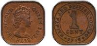 British Malaysia 1 Cent British Malaysia Malaya and British Borneo British colony 1958 1 Cent - Elizabeth II Bronze (5000000) 4.25g XF KM 5 Schön 42 -