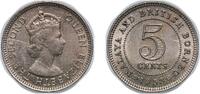 British Malaysia 5 Cents British Malaysia Malaya and British Borneo British colony 1953 5 Cents - Elizabeth II Copper-nickel (20000000) 1.41g AU KM 1 Sch -