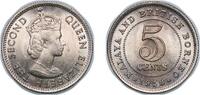 British Malaysia 5 Cents British Malaysia Malaya and British Borneo British colony 1958 5 Cents - Elizabeth II Copper-nickel (10000000) 1.4g BU KM 1 Schö -