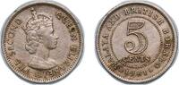 British Malaysia 5 Cents British Malaysia Malaya and British Borneo British colony 1961 H 5 Cents - Elizabeth II Copper-nickel (5000000) 1.35g XF KM 1 Sc -