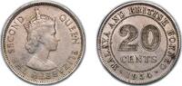 British Malaysia 20 Cents British Malaysia Malaya and British Borneo British colony 1954 20 Cents - Elizabeth II Copper-nickel (10000000) 5.71g XF KM 3 Sc -