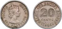 British Malaysia 20 Cents British Malaysia Malaya and British Borneo British colony 1956 20 Cents - Elizabeth II Copper-nickel (5000000) 5.71g XF KM 3 Sch -