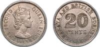 British Malaysia 20 Cents British Malaysia Malaya and British Borneo British colony 1957 KN 20 Cents - Elizabeth II Copper-nickel (2500000) 5.6g AU KM 3 S -