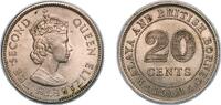 British Malaysia 20 Cents British Malaysia Malaya and British Borneo British colony 1961 20 Cents - Elizabeth II Copper-nickel (32000000) 5.64g UNC KM 3 S -