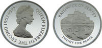Jersey 25 Pence Bailiwick of Jersey Dependency of the British Crownlocated Elizabeth II 1977 25 Pence 25th anniversary of accession of Queen Eli -