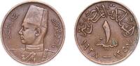 Egypt 1 Millieme Egypt 1938 (AH1357) 1 Millieme - Farouk Bronze (26240000) 4.36g XF KM 358 Schön 65 MHC 250 -