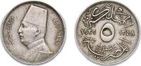 Egypt 5 Millièmes Egypt Kingdom 1929 (AH1348) BP 5 Milliemes - Fuad (left) Copper-nickel (4000000) 3.94g XF KM 346 Schön 54 -