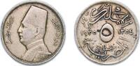 Egypt 5 Millièmes Egypt 1935 (AH1354) H 5 Milliemes - Fuad (left) Copper-nickel (8000000) 4.01g VF KM 346 Schön 54 -