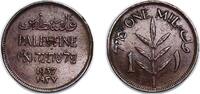 British Palestine 1 Mil British Palestine British Mandate 1937 1 Mil Bronze (95.5% Copper, 3% Tin, 1.5% Zinc) (1200000) 3.15g XF KM 1 Schön 1 Aharoni 1 -