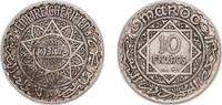 Morocco 10 Francs Morocco Sultanate AH1347 (1929) 10 Francs - Mohammed V Silver (.680) (1600000) 9.93g XF Y 38 Lec 255 Lec 256 -