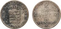 Germany 20 Pfennigs Germany Kingdom of Saxony (Albertinian Line) 1854 2 Neugroschen / 20 Pfennige - Frederick August II Billon (.312 silver) Dresden -