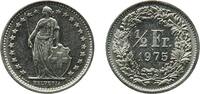 Switzerland ½ Franc Switzerland 1975 ½ Franc (Helvetia standing; copper-nickel) Copper-nickel (75% copper, 25% nickel) Bern Mint (27234000) 2.23g BU -