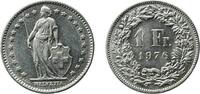 Switzerland 1 Franc Switzerland 1976 1 Franc (Helvetia standing; copper-nickel) Copper-nickel (75% copper, 25% nickel) Bern Mint (5004000) 4.45g UNC -