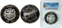 Guyana 2000 Dollars Guyana Republic 1999 2000 Dollars (Millennium) Silver (.925) Royal Mint (30000) 28.28g PCGS PR 67 KM 53 Schön 53 -