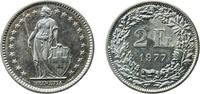 Switzerland 2 Francs Switzerland 1977 2 Francs (Helvetia standing; copper-nickel) Copper-nickel (75% copper, 25% nickel) Bern Mint (2003000) 8.89g UN -