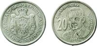 Serbia 20 Dinars Serbia 2011 20 Dinara (Ivo Andrić) Nickel brass (70% Copper, 12% Nickel, 18% Zinc) Belgrade Mint (500000) 9.1g BU KM 53 -