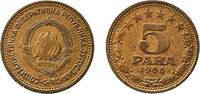 Yugoslavia 5 Paras Yugoslavia 1965 5 Para Aluminium brass (85 % Cu, 14,5 % Zn, 0,5 % Al) Belgrade Mint (23839900) 1.56g AU KM 42 Schön 37 -