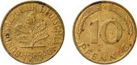 Germany 10 Pfennigs Germany 1991 A 10 Pfennigs Brass clad steel (90% Iron, 10% Brass) Berlin Mint (170000000) 4.03g XF KM 108 J 383 Schön 106 -