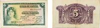 Spain 5 Pesetas Spain Second Republic 1935 5 Pesetas (Silver Certificate) Paper VF P 85 -