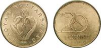 Hungary 20 Forint Hungary Republic 1993 BP. 20 Forint Nickel brass (75% Copper, 4% Nickel, 21% Zinc) Hungarian mint (42965000) 6.98g BU KM 696 Sc -