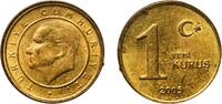 Turkey 1 Kuruş Turkey Republic 2005 1 Yeni Kuruş Brass (70% Copper, 30% Zinc) Turkish State Mint (148419560) 2.71g UNC KM 1164 Schön 734 -
