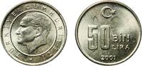 Turkey 50 000 Lira Turkey Republic 2001 50 000 Lira Nickel brass (65% Copper, 18% Nickel, 17% Zinc) Turkish State Mint (34754000) 3.19g UNC KM 110 -